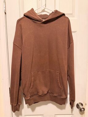 Hollister Men's Brown Hooded Pullover Sweatshirt.